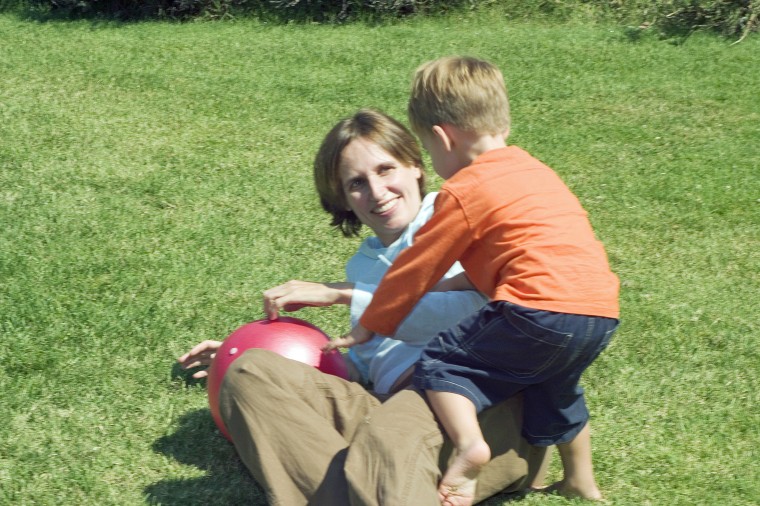 Mom and Son in Grass