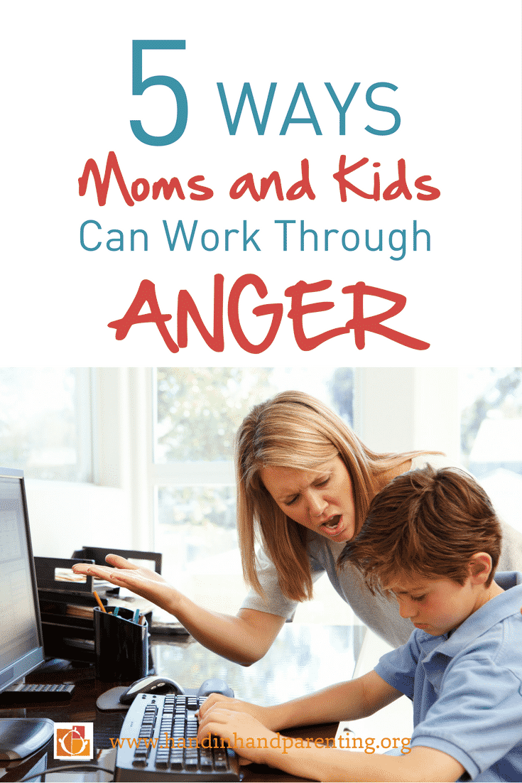 Angry mom shouting at son in post about managing anger 