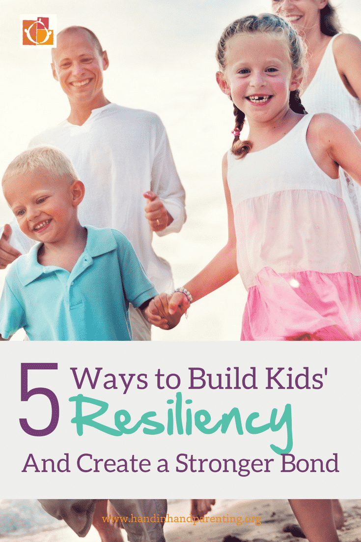 family of four looking happy outside together in post about building resiliency and a stronger bond 