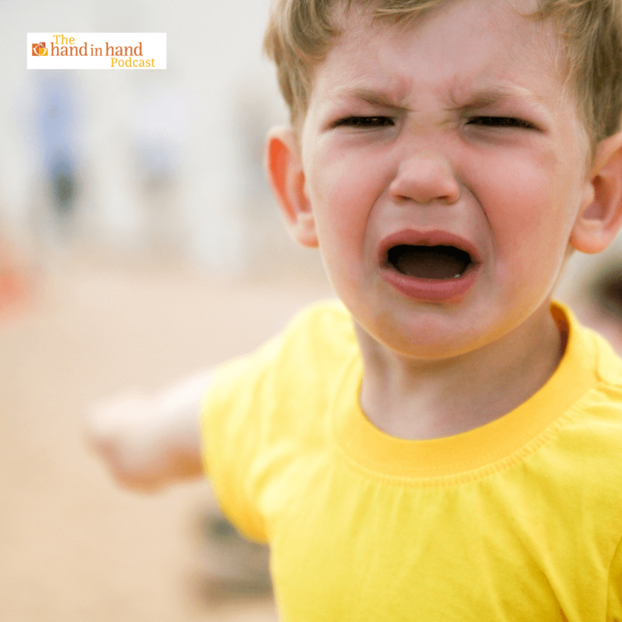 Boy screaming and pointing in a post about helping a child that hits