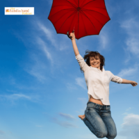 mom flying away with umbrella