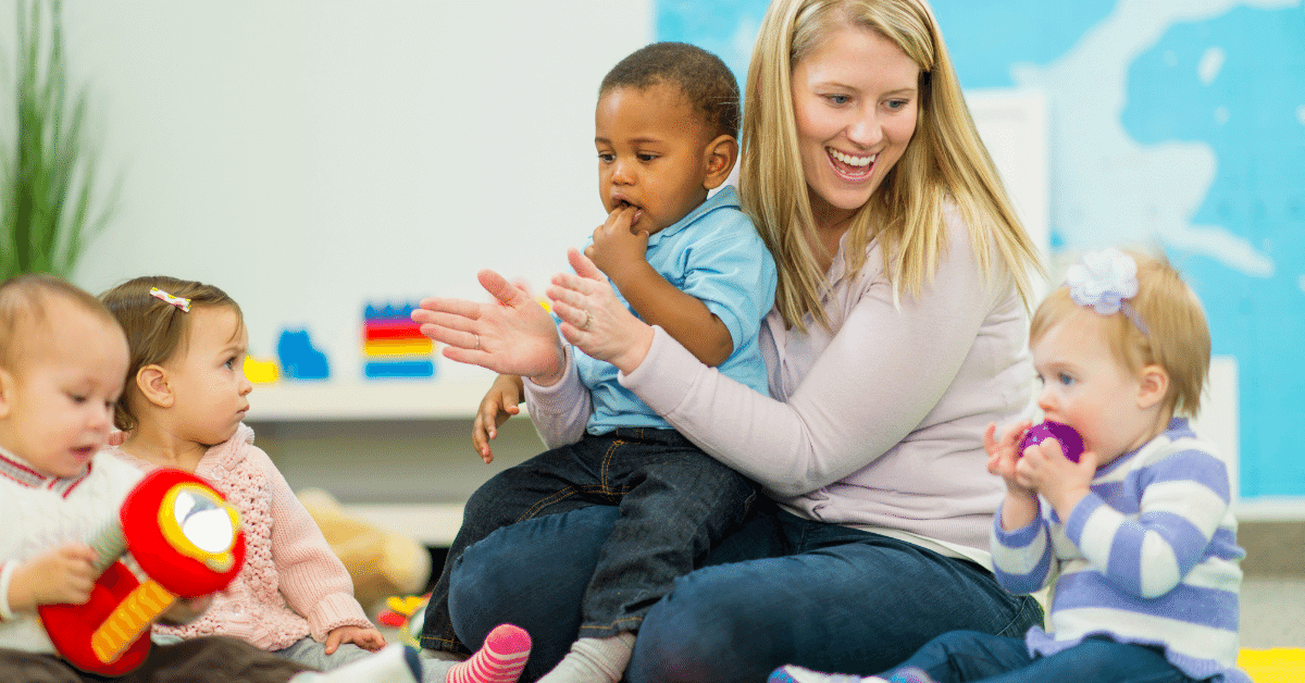 Happy childcare worker avoids burn out using this support tool