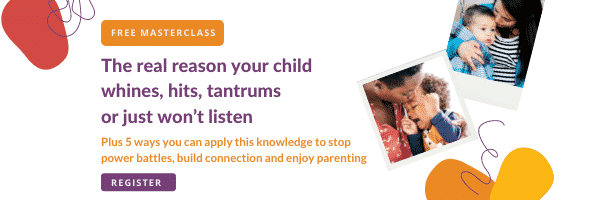 Invite to join a free masterclass called the real reason your child whines, hits, tantrums or just won't listen. Click image to join the class. 