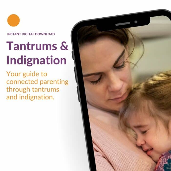 Parent supporting child through a tantrum or indignation in a connected way.
